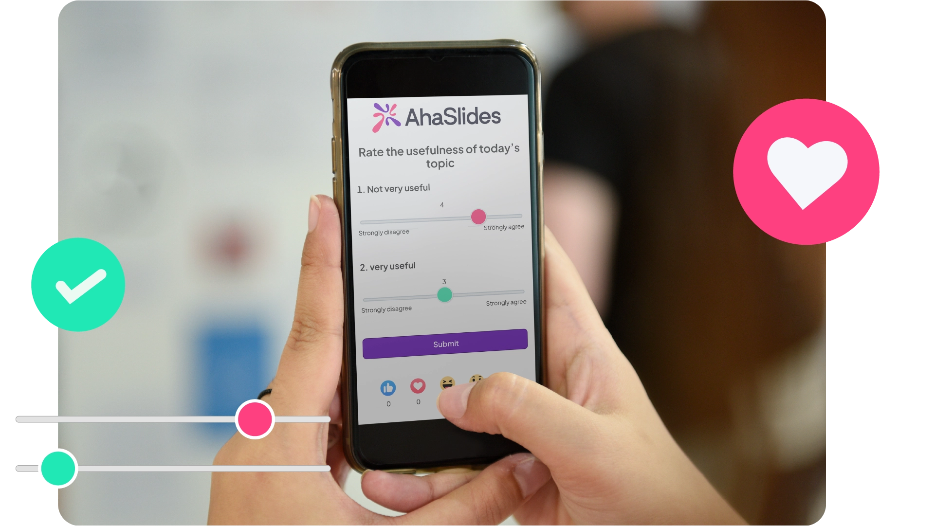 Ib tus neeg ntsuas ntawm qhov ntsuas siv rau kev soj ntsuam ntawm AhaSlides platform